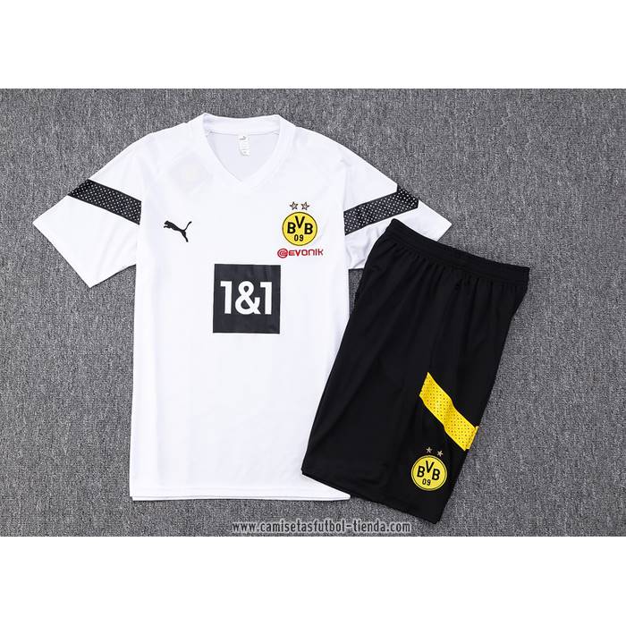 Chandal del Borussia Dortmund 2022 2023 Manga Corta Blanco - Pantalon Corto